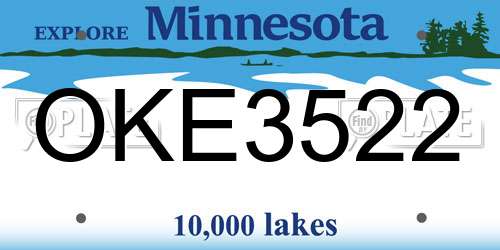 OKE3522 Minnesota License Plate