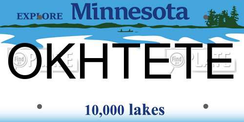 OKHTETE Minnesota License Plate