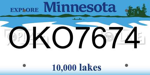 OKO7674 Minnesota License Plate