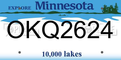 OKQ2624 Minnesota License Plate