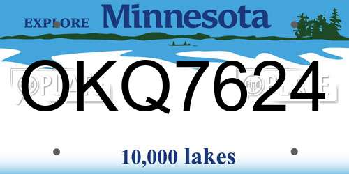 OKQ7624 Minnesota License Plate
