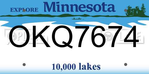 OKQ7674 Minnesota License Plate