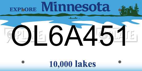 OL6A451 Minnesota License Plate