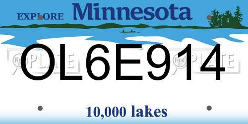 OL6E914 Minnesota License Plate