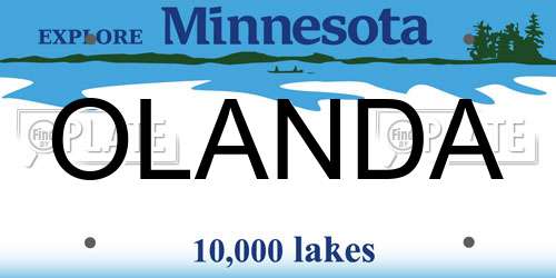 OLANDA Minnesota License Plate