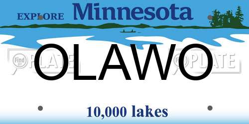OLAWO Minnesota License Plate