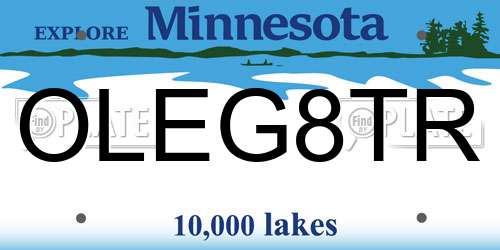 OLEG8TR Minnesota License Plate