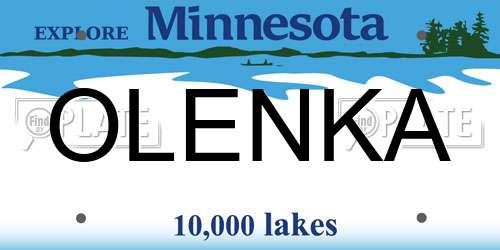 OLENKA Minnesota License Plate