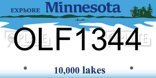 OLF1344 Minnesota License Plate
