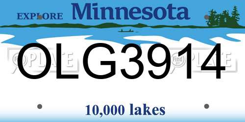 OLG3914 Minnesota License Plate