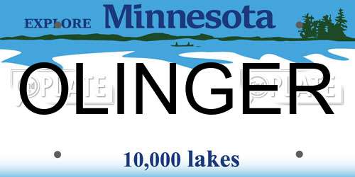 OLINGER Minnesota License Plate
