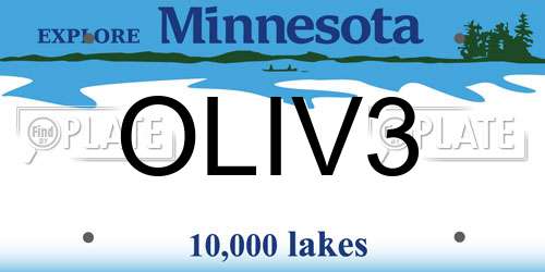 OLIV3 Minnesota License Plate