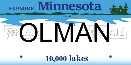 OLMAN Minnesota License Plate