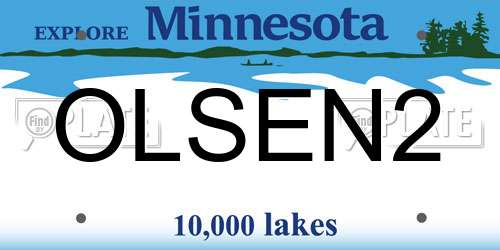 OLSEN2 Minnesota License Plate