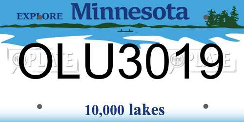 OLU3019 Minnesota License Plate