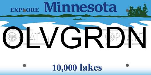 OLVGRDN Minnesota License Plate