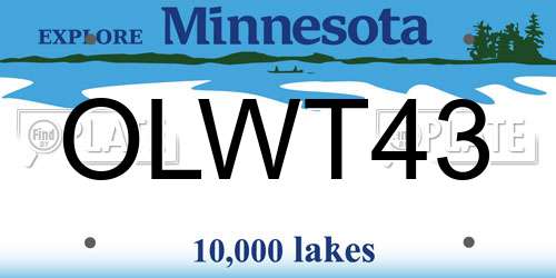 OLWT43 Minnesota License Plate