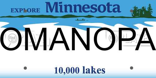 OMANOPA Minnesota License Plate