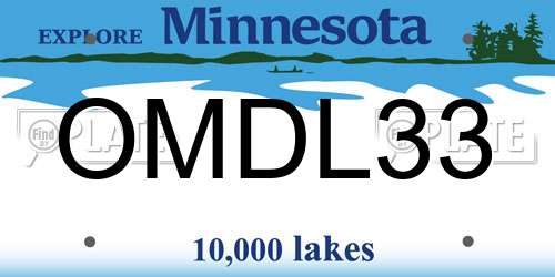OMDL33 Minnesota License Plate