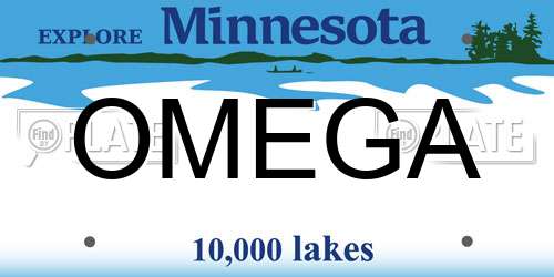 OMEGA Minnesota License Plate