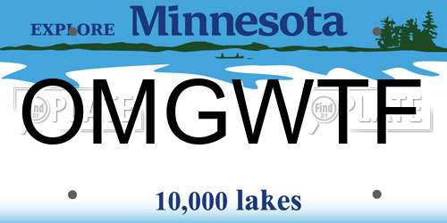 OMGWTF Minnesota License Plate