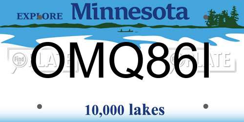OMQ86I Minnesota License Plate