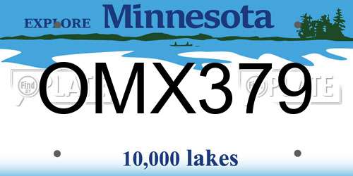 OMX379 Minnesota License Plate