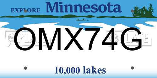 OMX74G Minnesota License Plate
