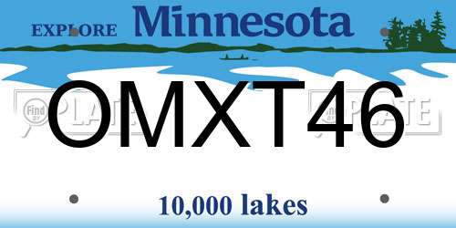 OMXT46 Minnesota License Plate