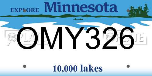 OMY326 Minnesota License Plate