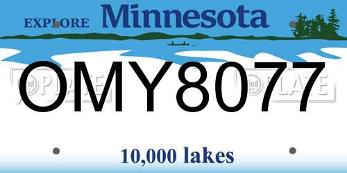 OMY8077 Minnesota License Plate