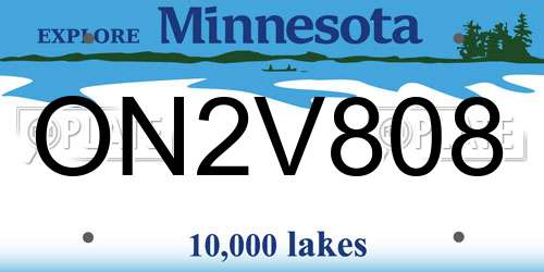 ON2V808 Minnesota License Plate