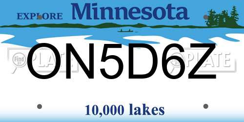 ON5D6Z Minnesota License Plate