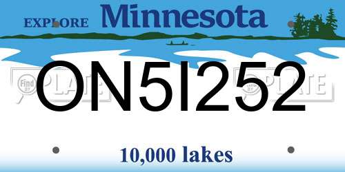 ON5I252 Minnesota License Plate