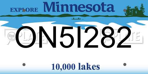 ON5I282 Minnesota License Plate