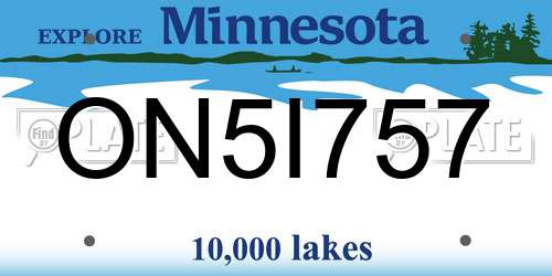 ON5I757 Minnesota License Plate