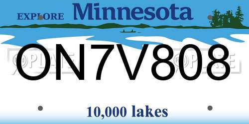 ON7V808 Minnesota License Plate