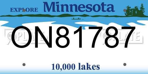 ON81787 Minnesota License Plate