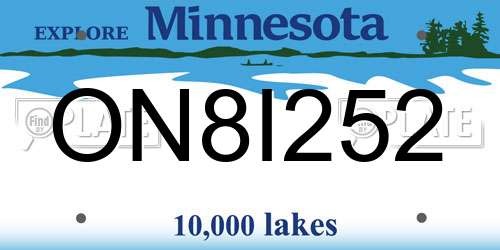 ON8I252 Minnesota License Plate