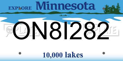 ON8I282 Minnesota License Plate