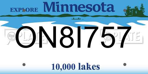 ON8I757 Minnesota License Plate