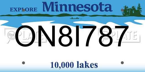ON8I787 Minnesota License Plate