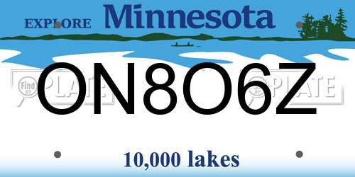 ON8O6Z Minnesota License Plate