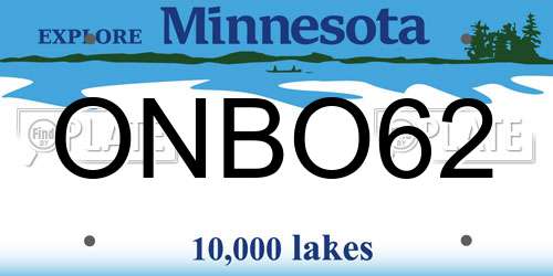 ONBO62 Minnesota License Plate