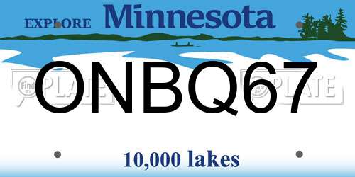 ONBQ67 Minnesota License Plate