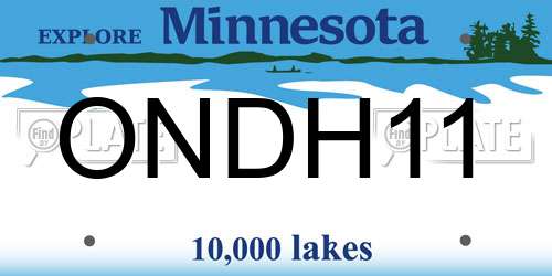 ONDH11 Minnesota License Plate