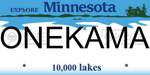 ONEKAMA Minnesota License Plate