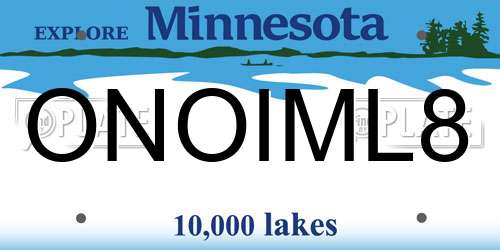 ONOIML8 Minnesota License Plate