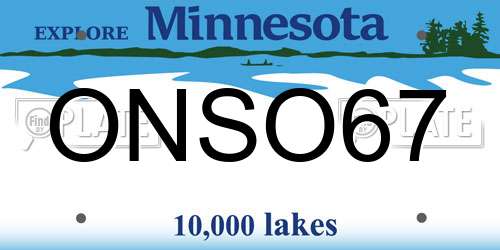 ONSO67 Minnesota License Plate