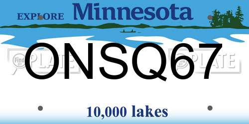 ONSQ67 Minnesota License Plate